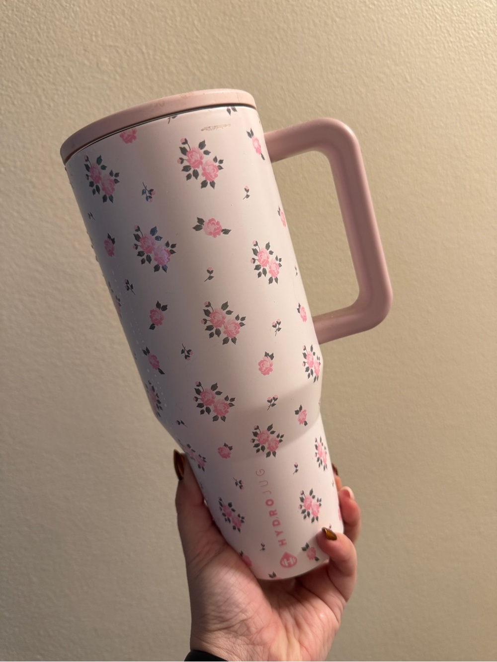 HydroJug Pink Floral 40 ounce tumbler